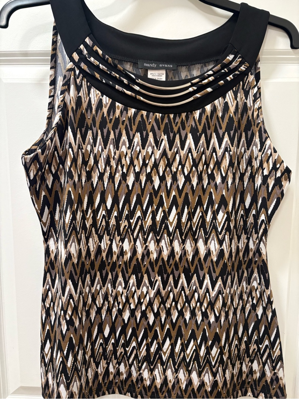 Mandy Evans Black and Brown Printed Sleeveless Blouse